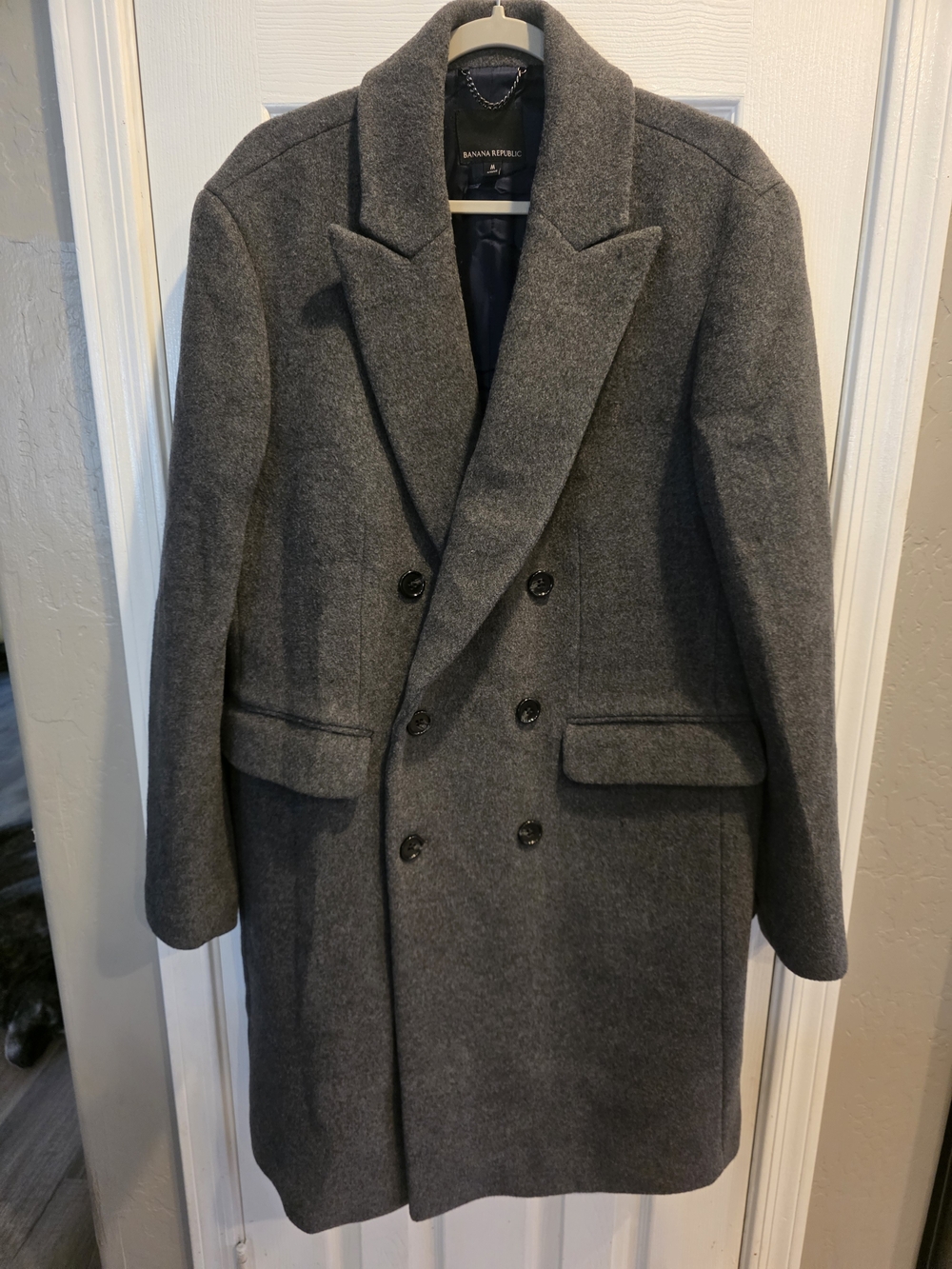 Banana Republic Men's Double-Breasted Wool Coat - Gray